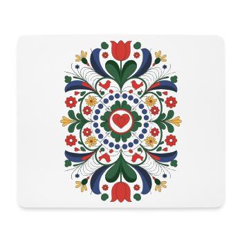 Mandala Folk | Art floral slave - Tapis de souris (format paysage) - blanc - Devant