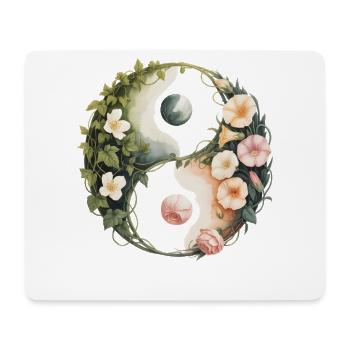 Blumen Yin Yang | Botanische Harmoniekunst - Mousepad (Querformat) - Weiß - Vorne