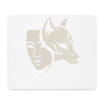 Doppelmaske: Mensch & Tier - Zwei Gesichter, eine Seele - Mousepad (Querformat) - Weiß - Vorne