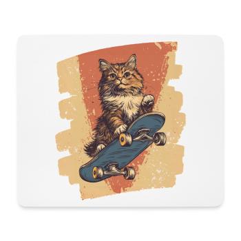 Chat de planche à roulettes - Tapis de souris (format paysage) - blanc - Devant