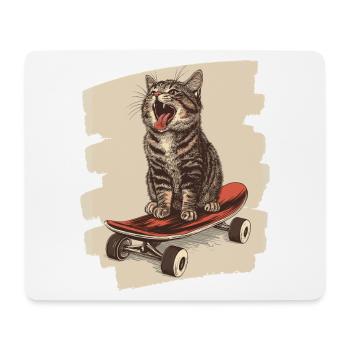 Chat de planche à roulettes - Tapis de souris (format paysage) - blanc - Devant