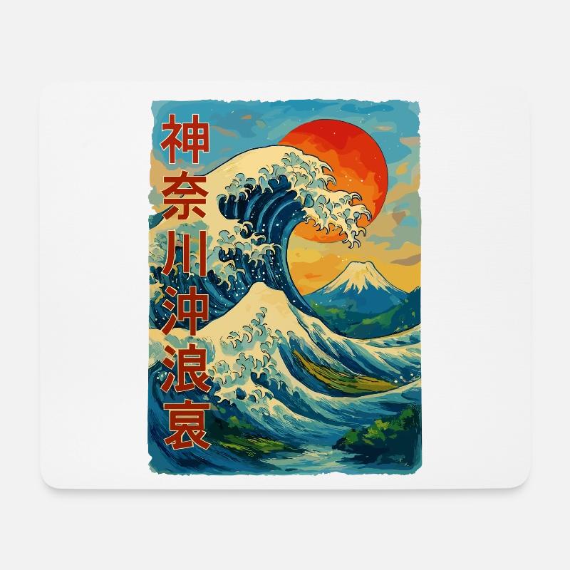 The Great Wave in front of Kanagawa Comic Style - Mouse Pad (horizontal) - white