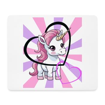 Licorne Saint-Valentin Coeur Teen Cheval Enfants Coeurs - Tapis de souris (format paysage) - blanc - Devant