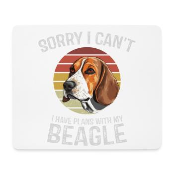 Illustration humoristique de beagle avec coucher de soleil rétro - Tapis de souris (format paysage) - blanc - Devant