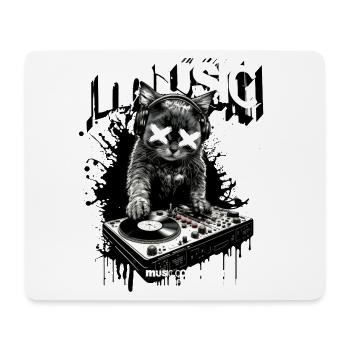 Musik Katze DJ Party Turntables Fun - Mousepad (Querformat) - Weiß - Vorne