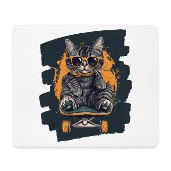 Cat on skateboard - Mouse Pad (horizontal) - white - Front
