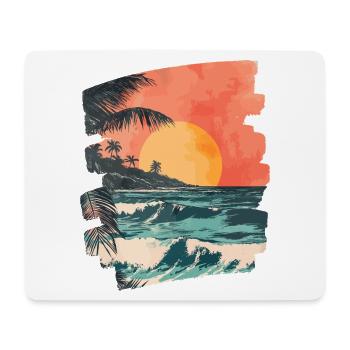 Plage Palmiers Coucher de soleil Été - Tapis de souris (format paysage) - blanc - Devant