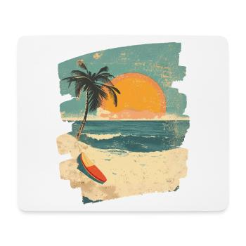Plage Palmiers Coucher de soleil Été - Tapis de souris (format paysage) - blanc - Devant