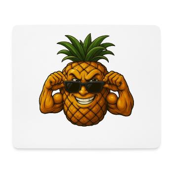 Cool pineapple with sunglasses muscle biceps - Mouse Pad (horizontal) - white - Front
