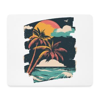 Plage Palmiers Coucher de soleil Été - Tapis de souris (format paysage) - blanc - Devant