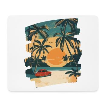 Plage Palmiers Soleil Été - Tapis de souris (format paysage) - blanc - Devant