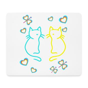 Retro Katzen Katze Kinder Mädchen Jungen Teenies - Mousepad (Querformat) - Weiß - Vorne