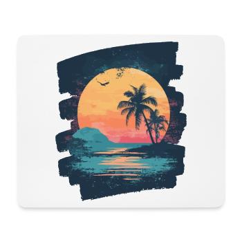 Plage Palmiers Coucher de soleil Été - Tapis de souris (format paysage) - blanc - Devant
