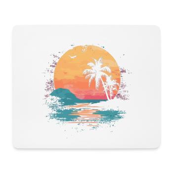 palmier coucher de soleil soleil d’été - Tapis de souris (format paysage) - blanc - Devant