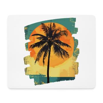 palmier coucher de soleil soleil d’été - Tapis de souris (format paysage) - blanc - Devant