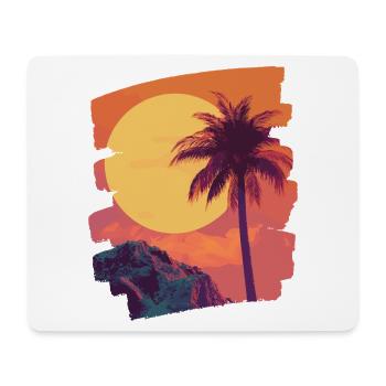 Plage Palmiers Coucher de soleil Été - Tapis de souris (format paysage) - blanc - Devant