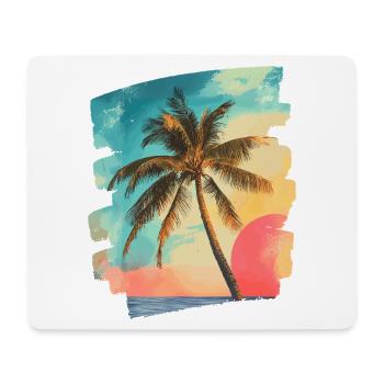 Plage Palmiers Coucher de soleil Été - Tapis de souris (format paysage) - blanc - Devant