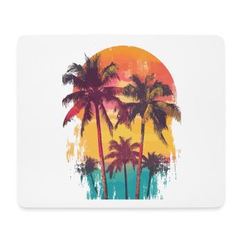 palmier coucher de soleil soleil d’été - Tapis de souris (format paysage) - blanc - Devant
