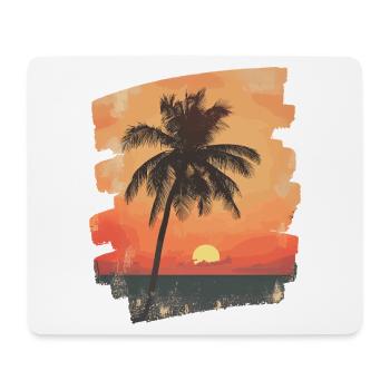 palmier coucher de soleil soleil d’été - Tapis de souris (format paysage) - blanc - Devant