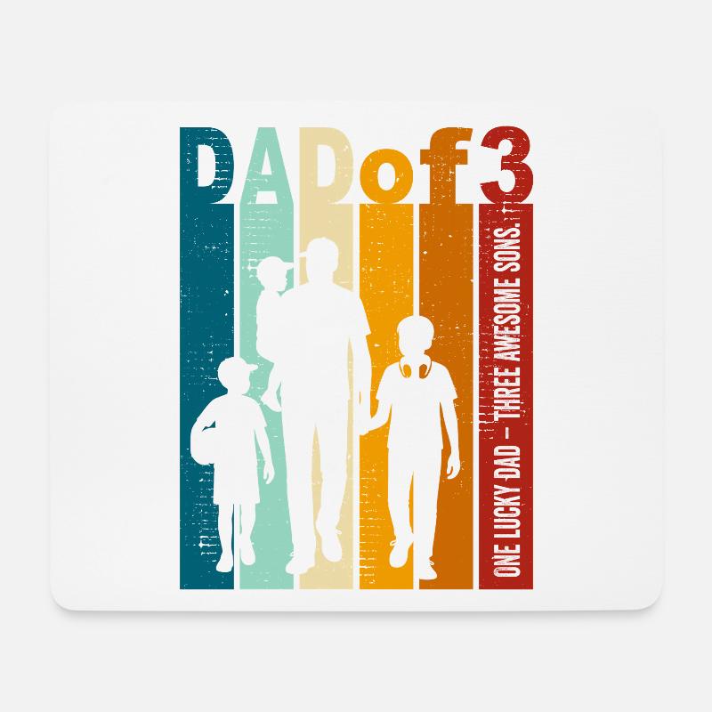 Papa & 3 Söhne Geschenk Design zum Vatertag - Mousepad (Querformat) - Weiß