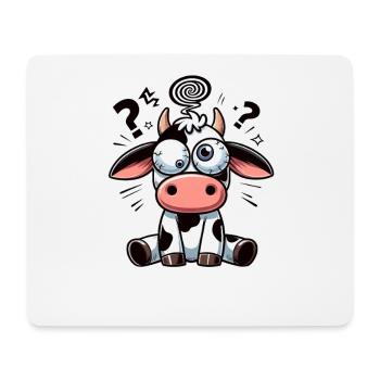 Funny Confused Cow Cartoon Clumsy Googly Eyes - Mouse Pad (horizontal) - white - Front