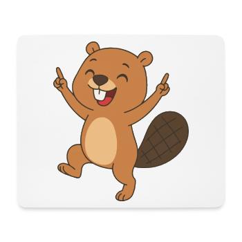 Fröhliches Biberbaby - Busy Beaver Baby - Mousepad (Querformat) - Weiß - Vorne