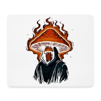Mystischer Pilz-Schamane in feuriger Kapuze - Mousepad (Querformat) - Weiß - Vorne