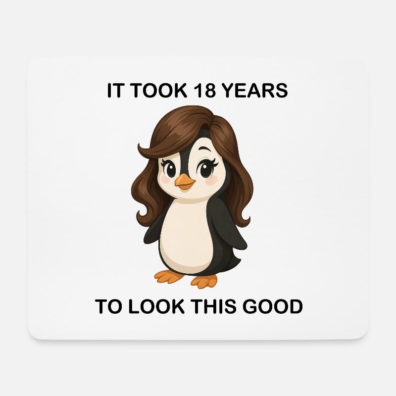 Lustiger Pinguin Mädchen Cartoon Geburtstag Spruch - Mousepad (Querformat) - Weiß