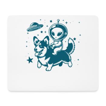 Alien et Corgi Love - Tapis de souris (format paysage) - blanc - Devant