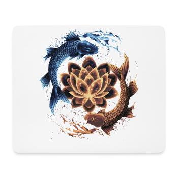 Yin Yang Koi Poisson et Lotus lumineux Art - Tapis de souris (format paysage) - blanc - Devant
