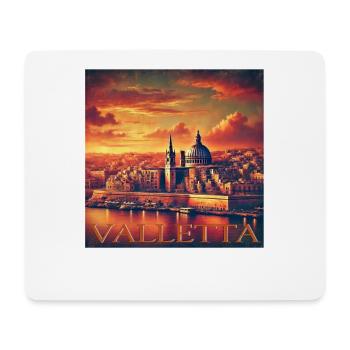 Rétro Malte La Valette Port Ville Coucher de soleil - Tapis de souris (format paysage) - blanc - Devant