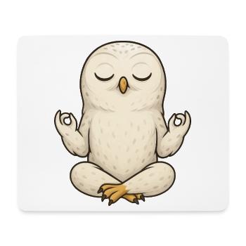 Relaxed Snowy Owl Yoga Meditation Relax Chill - Mouse Pad (horizontal) - white - Front