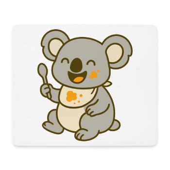 Mignon bébé koala mangeant - Tapis de souris (format paysage) - blanc - Devant