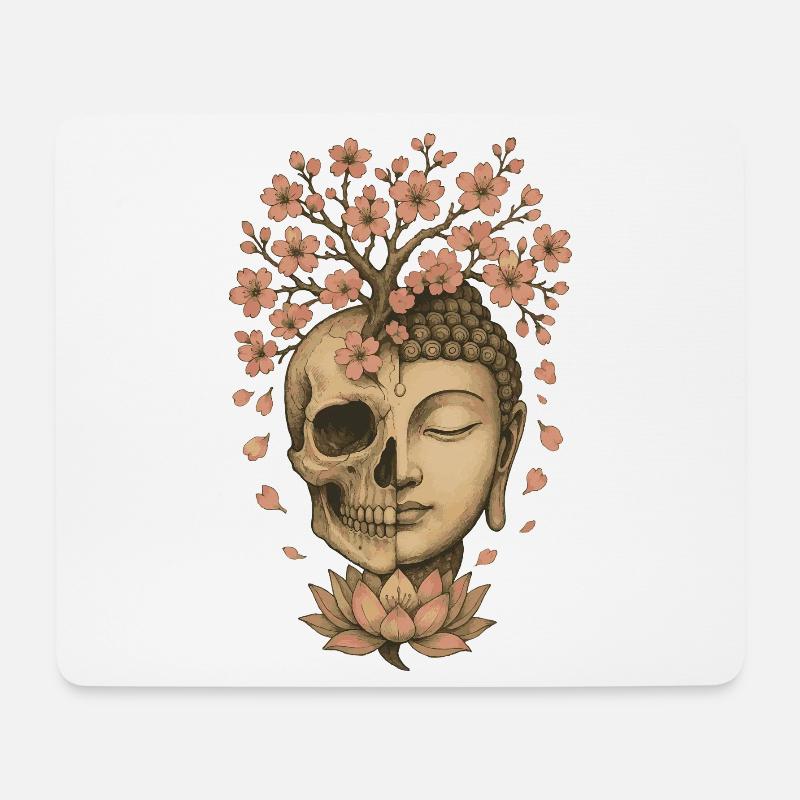 Leben Tod Buddha Blüte Symbolische Kunst - Mousepad (Querformat) - Weiß