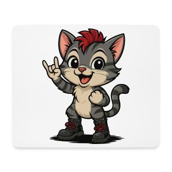 Punk Rock Chaton avec Bottes - Tapis de souris (format paysage) - blanc - Devant