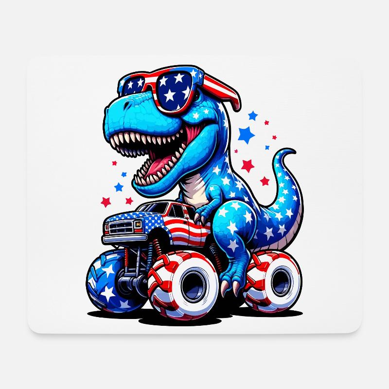 SSW24-T Rex Riding Monster Truck 3 - Tapis de souris (format paysage) - blanc