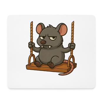 Mürrische Maus Ratte Schaukeln Genervt Angry - Mousepad (Querformat) - Weiß - Vorne