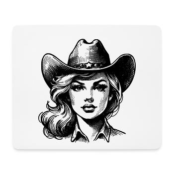 Retro Cow Girl, Line Art Western Style - Mousepad (Querformat) - Weiß - Vorne