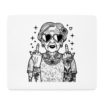 Cool Grandma – Retro Clipart with Sunglasses - Mouse Pad (horizontal) - white - Front