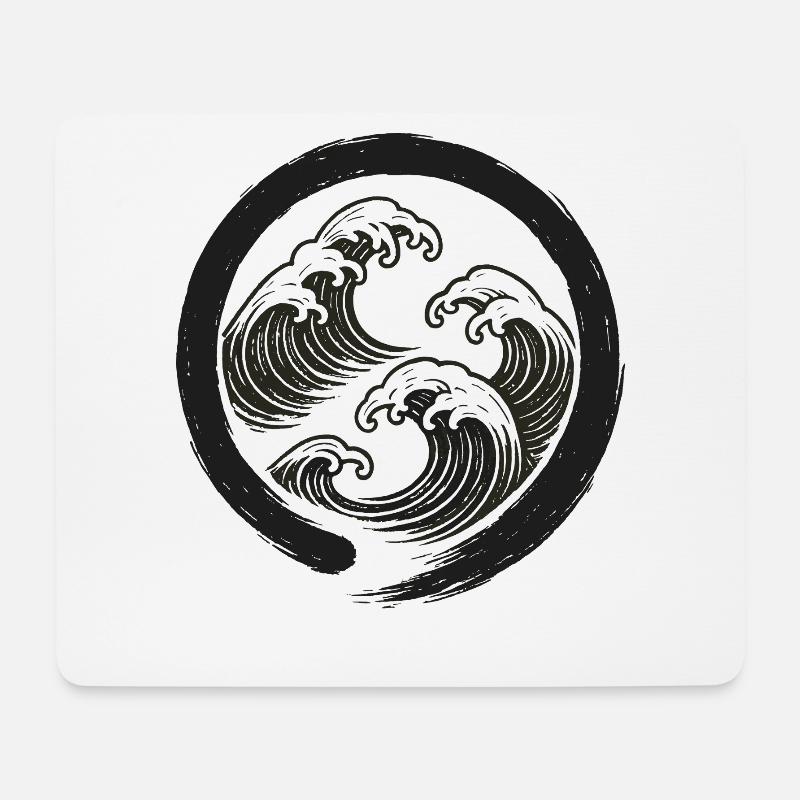 Zen-Wellen Enso-Kreis-Symbol - Mousepad (Querformat) - Weiß