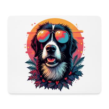 Tropical dog with sunglasses - Mouse Pad (horizontal) - white - Front