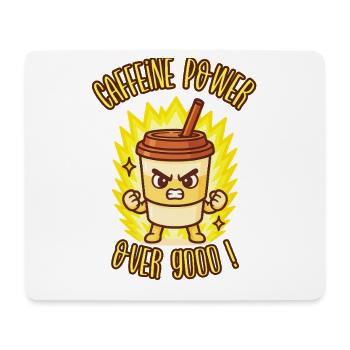 KOFFEIN POWER ÜBER 9000! - Kawaii-Manga-Humor - Mousepad (Querformat) - Weiß - Vorne