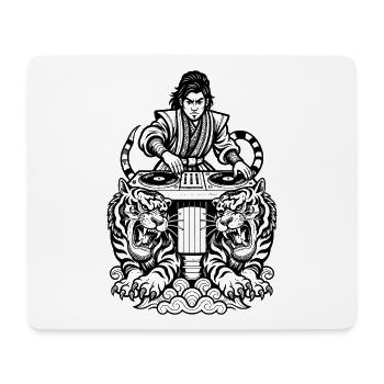 DJ Shirt: Samurai at the mixing desk with tiger power - Mouse Pad (horizontal) - white - Front