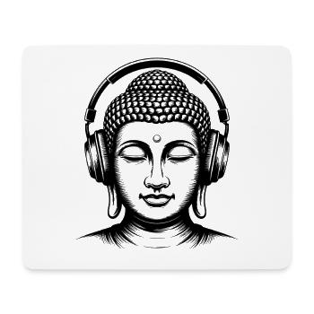 Buddha mit Kopfhörern Achtsamkeit Musik Boho Zen - Mousepad (Querformat) - Weiß - Vorne