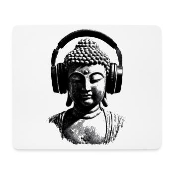 Buddha mit Kopfhörern Achtsamkeit Musik Boho Zen - Mousepad (Querformat) - Weiß - Vorne