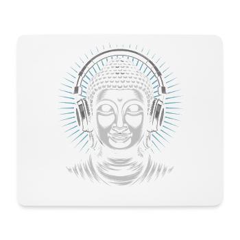 Buddha mit Kopfhörern Achtsamkeit Musik Boho Zen - Mousepad (Querformat) - Weiß - Vorne