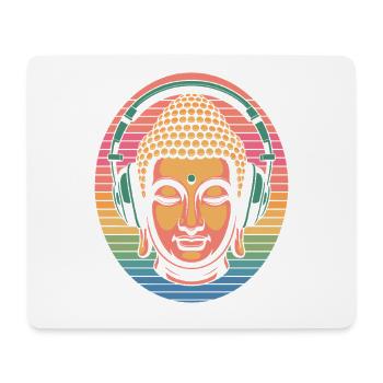 Buddha mit Kopfhörern Achtsamkeit Musik Boho Zen - Mousepad (Querformat) - Weiß - Vorne