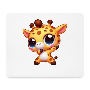 Cute Giraffe Dabbing Cartoon Chibi Kids Safari - Mouse Pad (horizontal) - white - Front