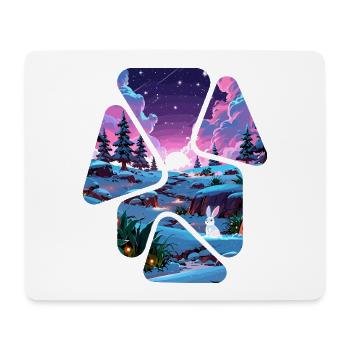 Paysage Neige Puzzle Fantaisie - Lapin blanc - Tapis de souris (format paysage) - blanc - Devant