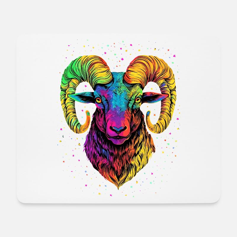 Widder Mufflon Aries Wilde Schafe Männliches Schaf - Mousepad (Querformat) - Weiß